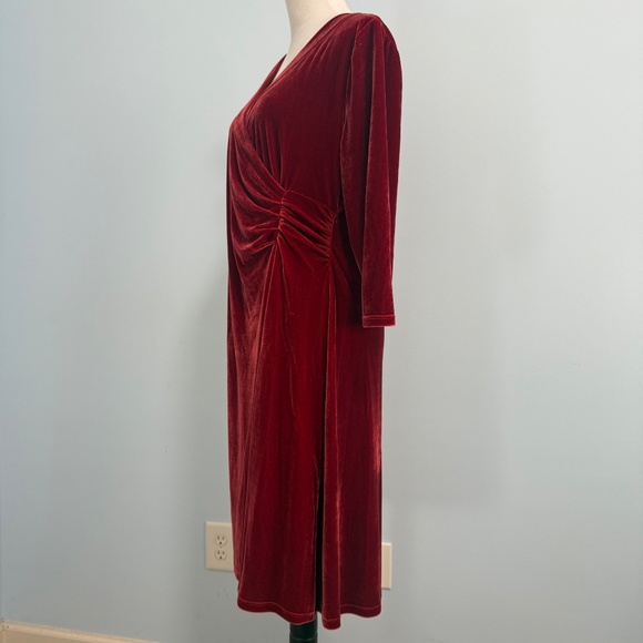 Soft Surroundings Women’s Velvet Hyannis Dress Red Dahlia Size L - Picture 3 of 10